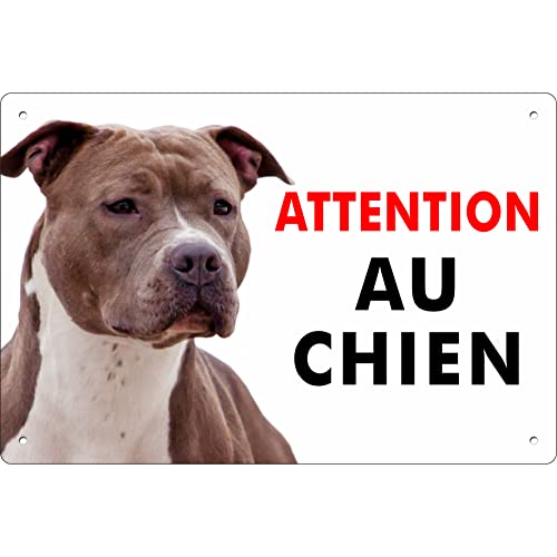 Pubblimania Amstaff Panneau signalétique pour chien en aluminium rigide, d’une épaisseur de 3...