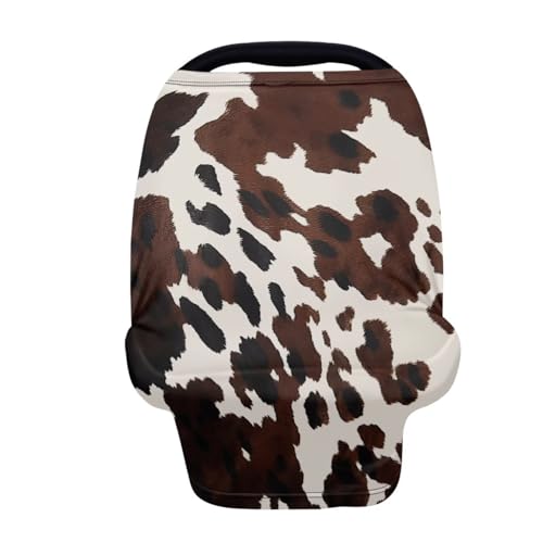 Image of Cow Print Car Seat Cover Baby Stuff Western Infant Carseat Covers Baby Girl Car Seat Canopy Boy Winter Multi Use Nursing Cover for Newborn Carseat Canopy Nursing Covers