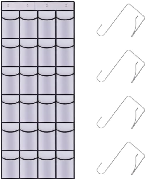 Organizador de zapatos sobre la puerta, 24 bolsillos grandes de malla transpirable, soporte de almacenamiento colgante, organizador de zapatos