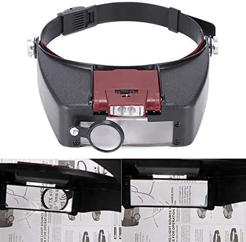 EUQKKWLOY Kopfbandlupe, Handlupe, Kopfmontierte Lupe, 10-fache Kopfbandlupe mit Helmoptik, LED-Beleuchtung, Lupenmikroskop für die Reparatur von Uhren und Schmuck