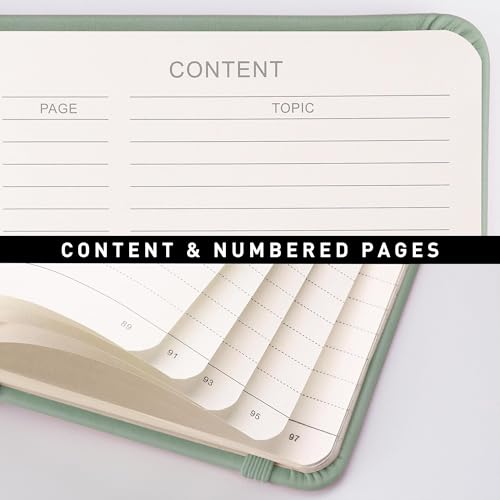 Image of RETTACY Lined Journal Notebook, 192 Numbered Pages, A5 Size (5.7'' x 8.3'') | Leather Hardcover, 100 GSM Thick Paper, for Men & Women, Journaling, Writing, Work & Office (Sage Green)