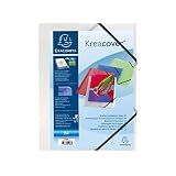 Exacompta - Réf. 43008E - chemises de présentation Kreacover - en polypropylène souple - avec pochette cristal transparente pour personnaliser la 1ère de couverture - couleur blanc