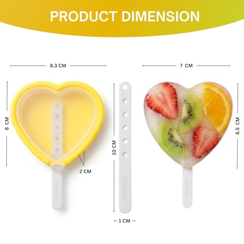 Image of Solitude Set of 4 Heart Shaped Silicone Popsicle Moulds | BPA Free Food Grade Reusable Non-Stick Candy Mold | DIY Ice Cream, Chocolate, Jelly, Lollipop and Cake Pop Maker, Multicolour