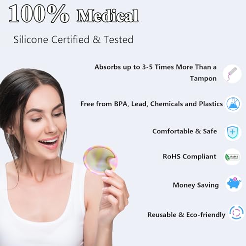 Ketliyaze 2 Stück Menstrual Disc, Wiederverwendbare Menstruationsscheibe, Auslaufsicher Menstruationstassen aus Silikon, für Aktive Frauen Sport, Schwimmen und Intimität（S+L）