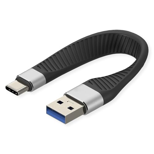 ROLINE Câble Silicone USB 3.2 Gen 2, C-A, St/St, 10Gbit/s, Emark, Noir, 11 cm