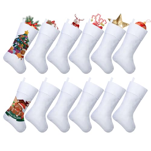 Asisca 12 Pieces Christmas Sublimation Non-Woven Stockings, 18 Inches Christmas