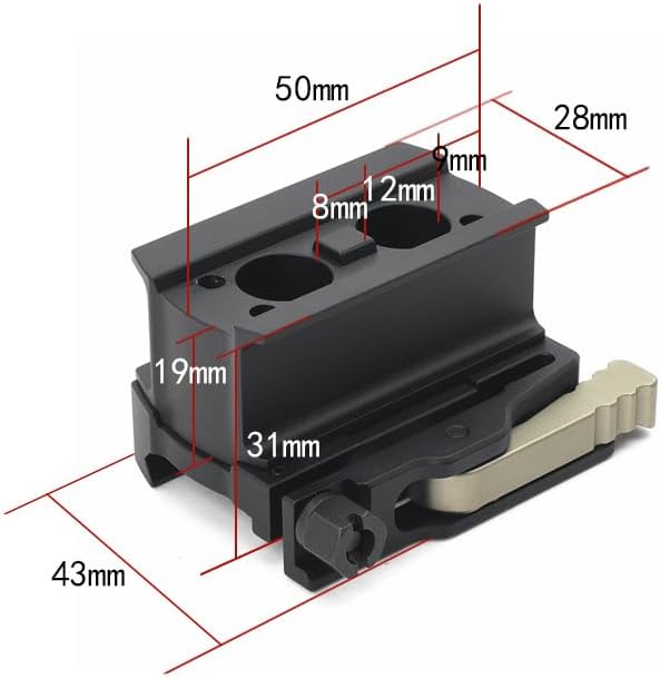 1.57" Height Red Dot Sight Riser QD Mount Base with Spacer，Optics Scope Heighten Base Mount，Compatible with T1 T2 Series Etc Optic Reflex Scope Mounting，Fits for Standard 20mm Pic Rail Mounting