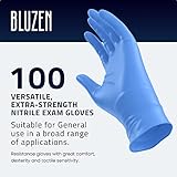 BLUZEN Blue Extra Strength Disposable Nitrile Gloves, Medium, Rubber and Latex Free, For Surgical, Medical, Food Service, Kitchen, Mechanic, Cooking