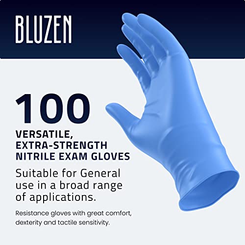 BLUZEN Blue Extra Strength Disposable Nitrile Gloves Small - Food and Medical Grade Disposable Gloves - Rubber and Latex Free Gloves - For Surgical, Medical, Food Service, Kitchen, Mechanic, Cooking
