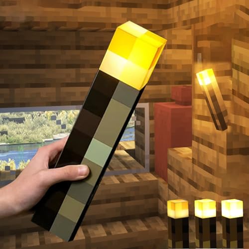 Light-up Wall Torch with Wall Mountable - Torch Lamp with 3 Lighting Levels,LED Torch Light with Wall Mount&Hand Held,USB Rechargeable Night Light for Boys’Birthday Parties,Living Room Decor (Single)