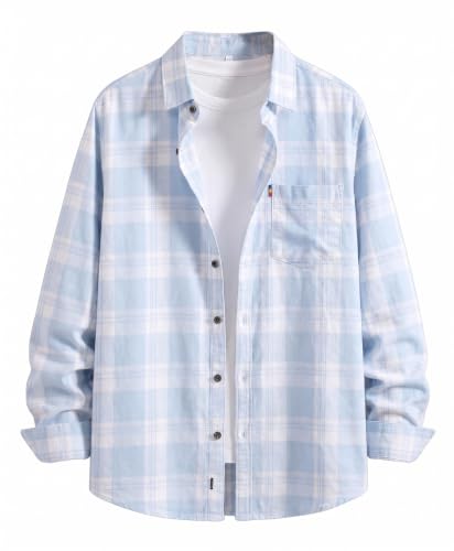 Image of Afflatus Men's Cotton Blend Slim Fit Checks Shirt | Full Sleeves Stylish Men Shirt | Regular Collar | Casual Shirts for Men