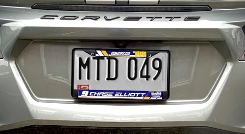 Chase Elliott No. 9 Officially Licensed Hendrick NASCAR License Plate Frame – Black Chrome Metal with Blue & Yellow Team Logo – Car, Truck, RV Motorsports Accessory for Racing Fans by Rico Industries