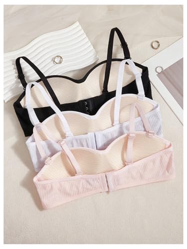 OYOANGLE Girl's Training Bras Padded Bralette with Adjustable Detachable Strap Strapless Bandeau Bra2