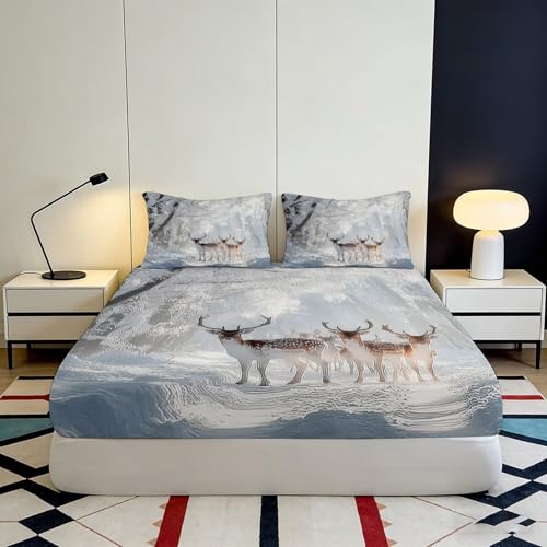 Drap-housse microfibre 3D cerf de forêt de qualité supérieure