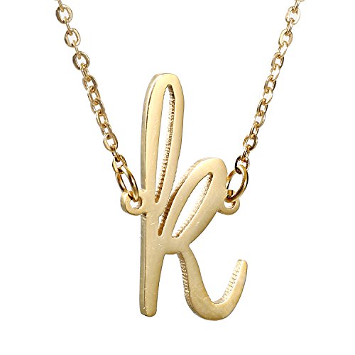 Initial Necklace K Letters Alphabet Jewelry 14k Gold