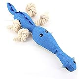 AXEN Cute Durable Tug Rope Squeaky Alligator Shaped Dog Toy for Aggressive Chewers, Blue Crocodile