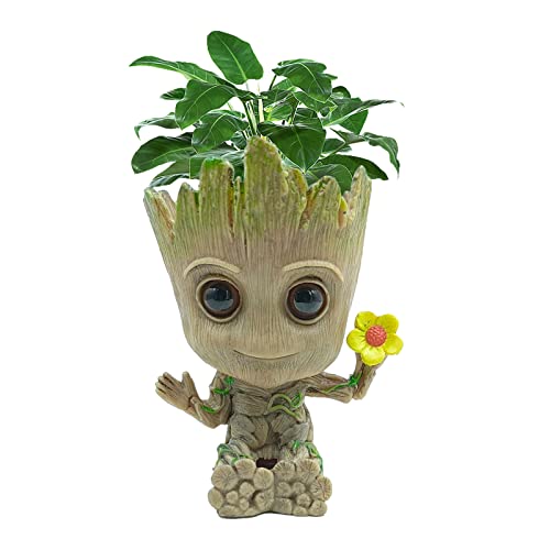 LOPKJ Baby Groot Pot de Fleur Gardien de la Galaxie Pot de Fleur Interieur Pot Créatif pour Plantes Grasses Jouet Pen Pot Groot Flowerpot pour Bureau et Dortoir Décoration de la Maison Cover