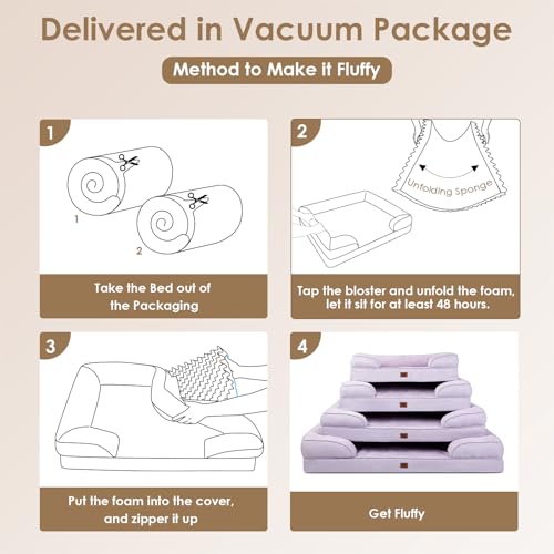 Image of EHEYCIGA Orthopedic Dog Bed for Medium Dogs, Waterproof Memory Foam Medium Pet Beds with Sides, Non-Slip Bottom and Egg-Crate Foam Dog Couch Bed with Washable Removable Cover, Lilac