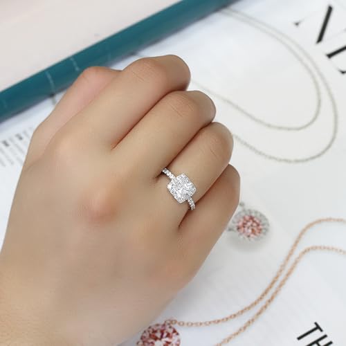 DoubleAccent Sterling Silver Princess Cut Cubic Zirconia Solitaire Engagement Ring 9MM (Size 5 to 10)3