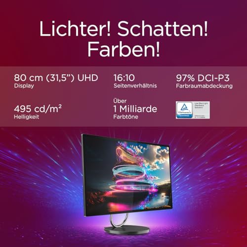 Lenovo Yoga All in One PC | 31.5 UHD Display | Intel Core Ultra 7 258V | 32GB RAM | 1TB SSD | NVIDIA GeForce RTX 4050 | Windows 11 Pro | QWERTZ | grau | inkl. Tastatur & Maus | 2 Jahre Premium Care