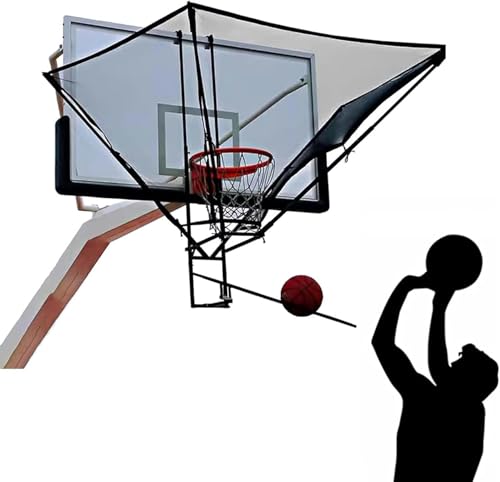 Ryanang Wall Mounted Basketball Hoop Rebounder Shot Returner Net Return - Trainer for Traditional Pole and Mounted Hoops with Rotating Chute