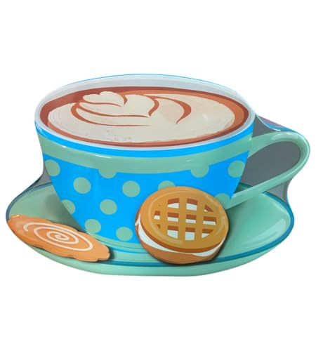 your castle Lata en forma de taza de capuchino azul lata para galletas caja decorativa lata retro muy grande, 29 x 21 x 9 cm, Vol.: 3 L