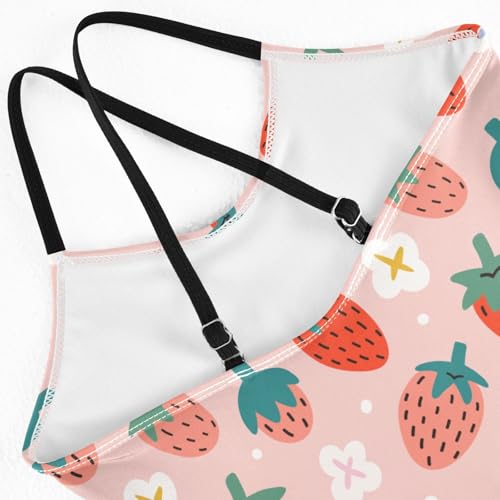 Bolaz Girls Swimsuits One-Piece Bathing Suits Multicolor Kids Sport Summer Beach Swimwear for 3-10 Years Old-Pink Strawberry and White Flower4