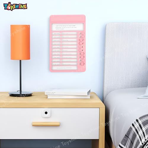 Image of Toyshine Portable Self-Discipline Chores Chart | Schedule Tracker with15 Pcs Blank Paper Sliding Morning Routine | Daily Checklist Board Planning Reminder for Home School Office - Pink