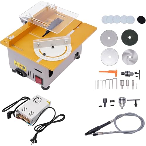 Mini sega circolare da tavolo, 300 W, sega circolare da tavolo, multifunzione, di precisione portatile, con 4 lame, altezza della lama regolabile, 9000 rpm, per taglio, levigatura, lucidatura