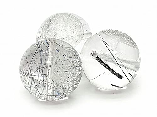 神聖幾何学模様彫りビーズ フラワーオブライフ ブラック