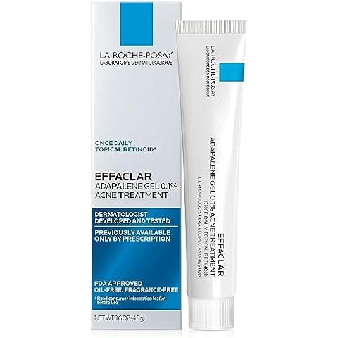 La Roche-Posay Effaclar Adapalene Gel 0.1% Acne Treatment | Retinoid Acne Cream | Acne Medication | Acne Gel For Blackheads & Whiteheads | Oil Free | Helps Clear And Prevent Acne & Clogged Pores Cover