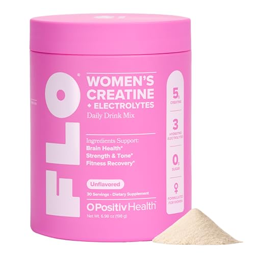 O Positiv FLO Womens Creatine + Electrolytes Drink Mix Daily Support for Womens Strength & Tone Fitness Recovery and Brain Health with Creatine Monohydrate and Electrolytes 30 Servings
