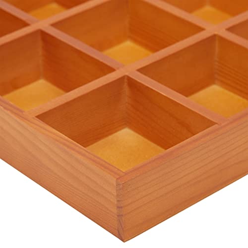 Image of Juvale Wooden Drawer Organizer - 13.2 x 9.2 x 1.5 in, Cedar Finish, 12 Compartments Sorting Tray - Wooden Tray with Compartments for Crafts & Stationery