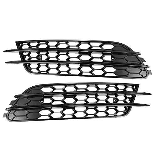 X AUTOHAUX Pair Front Fog Light Mesh Grille Honeycomb Type Grill Cover for Audi A6 C7 2012-2015 4G0807682 4G0807681