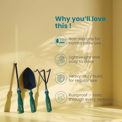 Image of Zamia Gardening Tools Kit, Set of 5, Pruner, Gloves, Trowel & More
