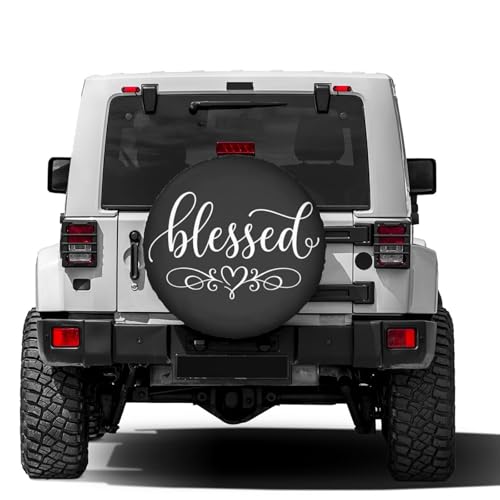 Image of Delerain Blessed Spare Tire Covers for RV Trailer SUV Truck and Many Vehicle, Wheel Covers Sun Protector Waterproof (15 Inch for Diameter 27 inch-29 inch)