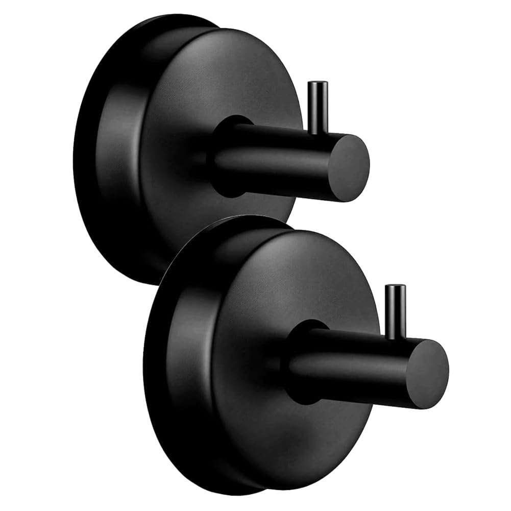 CTRLZS Suction Cup Hooks for Door Wreaths- for Glass Surfaces, No Drill Hook for Shower, Hanging Towel Mounting Black