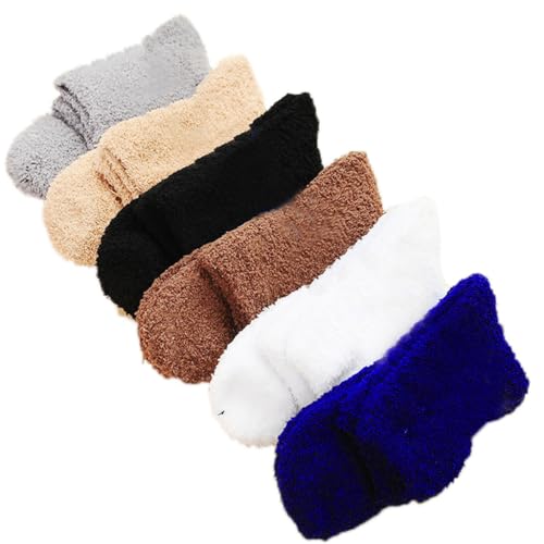 Fluffy Fuzzy Socks Women Cozy Plush Slipper Socks for Sleeping Winter Indoor Soft Crew Warm Socks