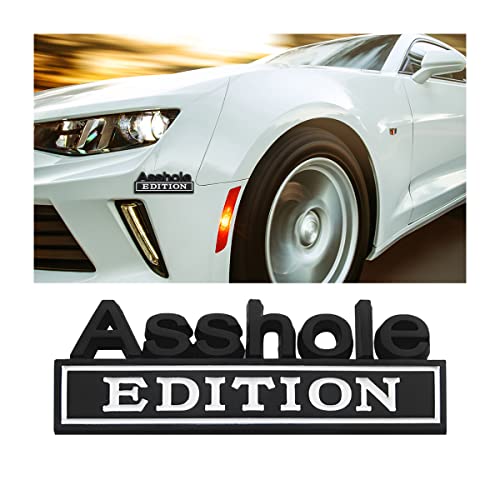 Zipelo Asshole Edition Emblem Car Decal, 3D Metal Letter Badge For Auto Front Hood, Trunk, Fender, Strong Adhesive Car Logo Replacement Sticker, Universal Vehicle Exterior Decorations (Black/White) #TOP14