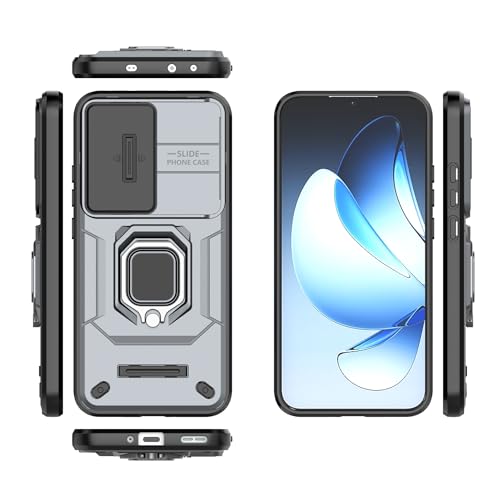 Coque Oppo Reno 13 5G grise ultra fine avec béquille PC TPU intégrée et protège-caméra