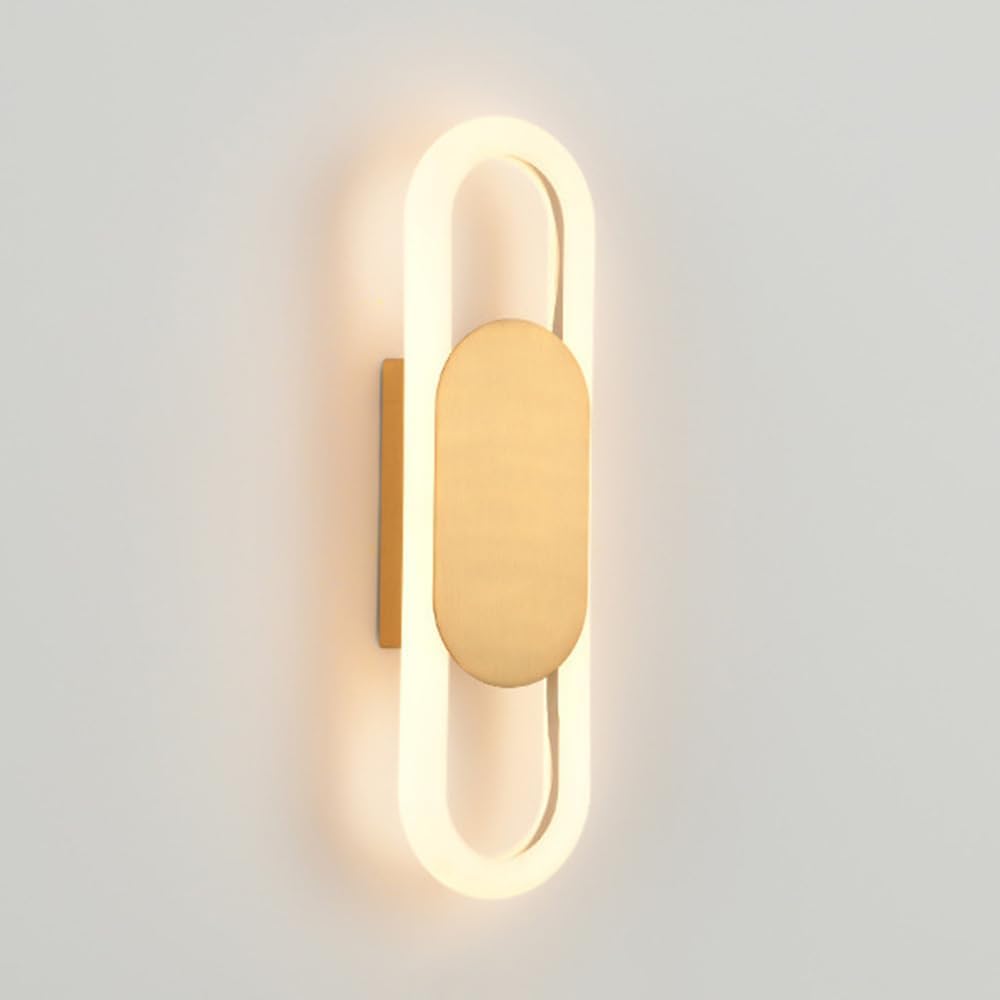 HUAYUSEDF Modern 11 W/Wall Sconce Home Minimalist Oval Sconces Indoor Decor Hardwired Lamp Bedroom Hallway Stair Living Room Mounted Light Fixtures 3000 K(Gold)