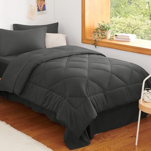 CozyLux Twin XL Comforter Set Dark Grey - 5 Pieces Twin...