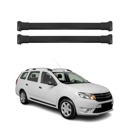 OMAC Barres de Toit en Aluminium pour Dacia Logan MCV mk2 2012-2019 – Charge Max 75 kg – 2 Barres Noir