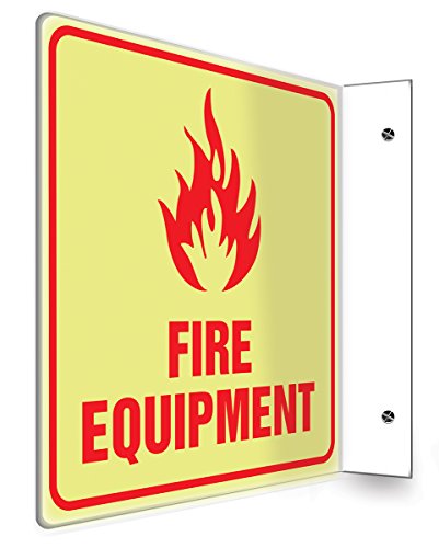 Panneau Équipement Incendie Lumi-Glow Accuform PSP457 de 8x8 Pouces Projeté à 90 Degrés