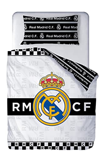 Real Madrid RM1910133 Parure de lit 2 pièces avec Housse de Couette et taie d'oreiller 150 x 220 cm + 45 x 110 cm
