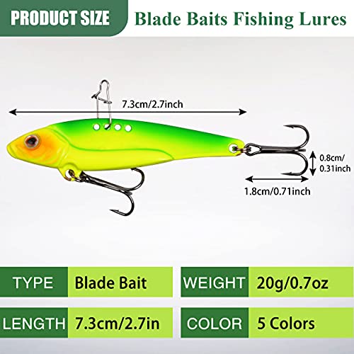 Orootl Blade Bait Fishing Spoon Lures Metal Spinner Spoon Blade For Bass Vib Lipless Crankbait Swimbait For Bass Walleye Trout Perch Pike Freshwater Saltwater Long Casting Jigging Spoons #TOP3