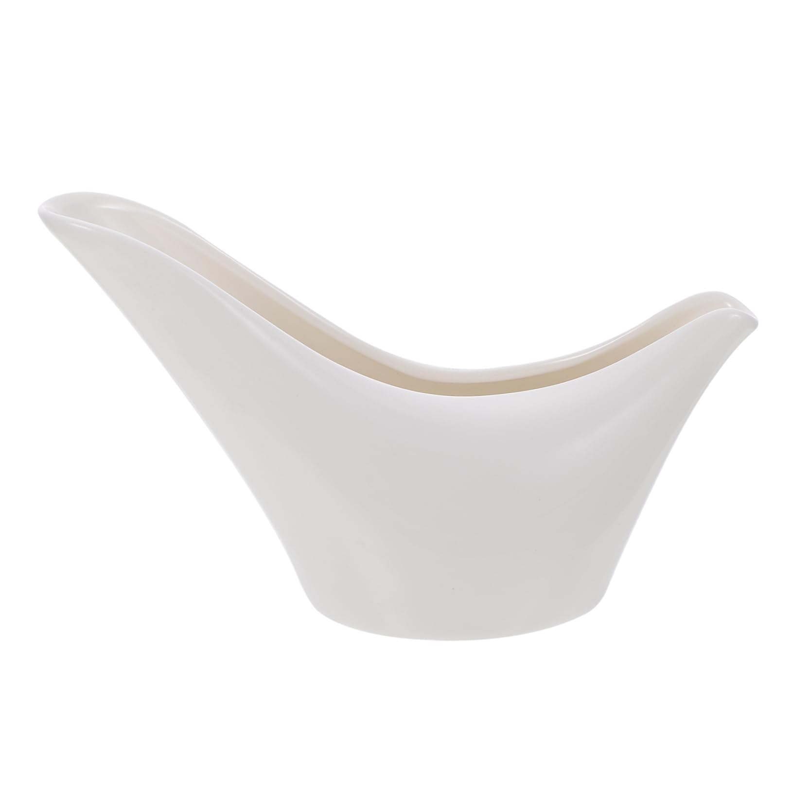 Cabilock 1Pc Ceramic Milk Storage Container Gravy Boat for Sauces Beverages White Design Easy to Clean for Kitchen Supply and Home Use