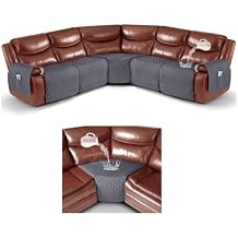 Ruaozz Recliner Sectional Couch Covers+Corner Cover, Dark Grey