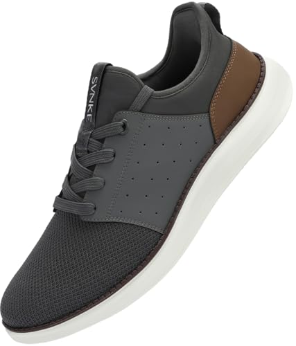 SVNKE Męskie buty wsuwane oddychające sznurowane buty łagodzące ból buty do chodzenia biznesowe buty na co dzień, szary, 40.5 EU