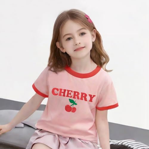 Image of B&G-KID Toddler Girl Tshirt Pack 2 Pink Heart Animal Print Toddler T Shirts Girls Short Sleeve Shirts 2T-7T.